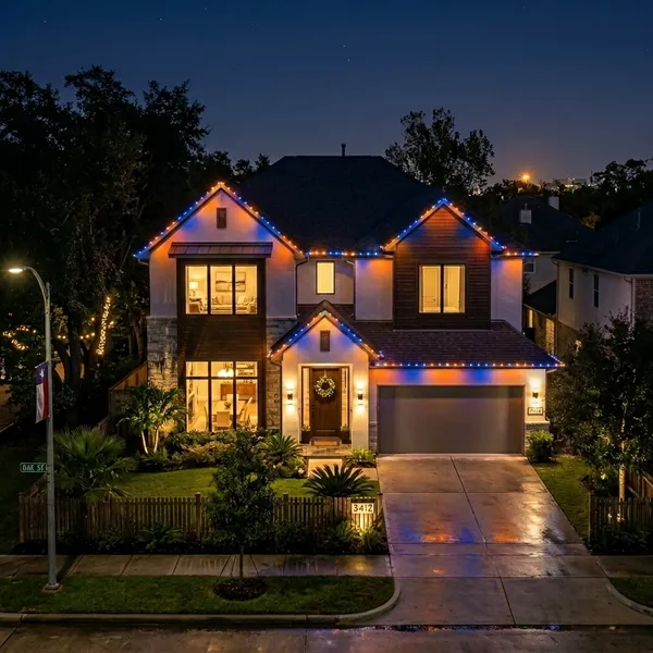 Houston baseball game-day roofline lighting